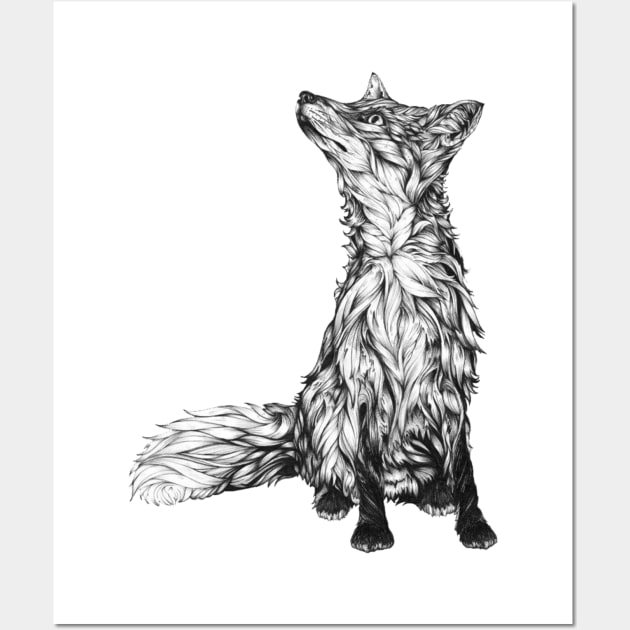 Fox in Pencil Wall Art by designsbycreation